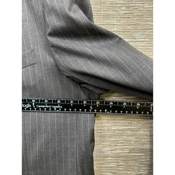 Brooks Brothers Suit Mens 44R/W39 Gray Pinstripe Wool 2 Piece Jacket Pants - Picture 11 of 16